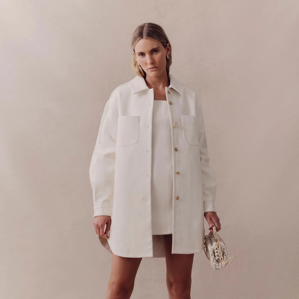 Aje Flourisher Braided Faux Leather Shirt Jacket